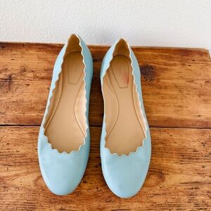 Chloe Lauren Scalloped Ballerina Flats Light Blue